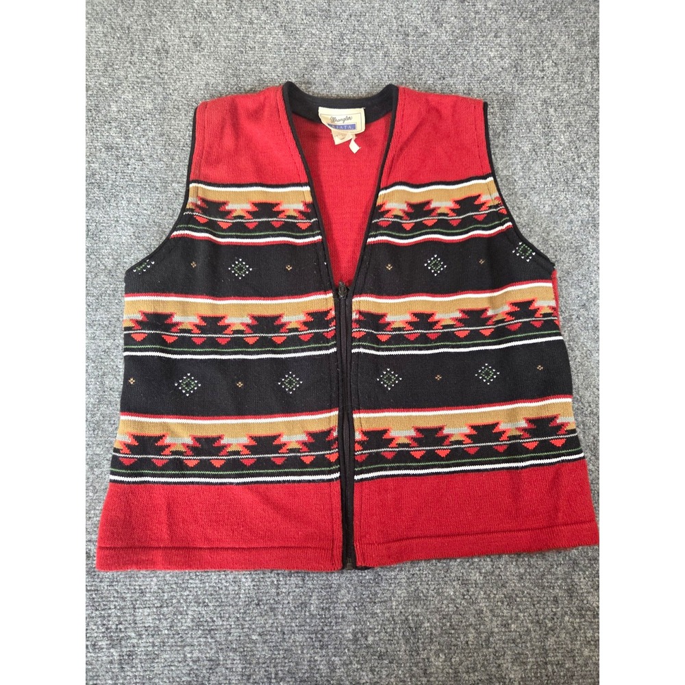 Vintage Wrangler Riata Womens Large Southwestern Full Zip Sweater Vest